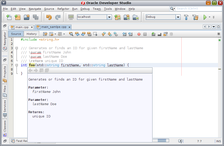 image:IDE で Doxygen C++ コメントを使用するアプリケーション
